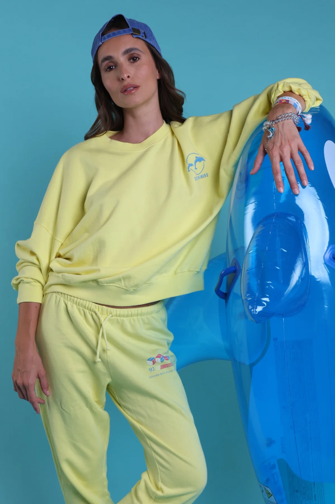 Lovers Bay Club Sweatshirt crew Byron bay yellow