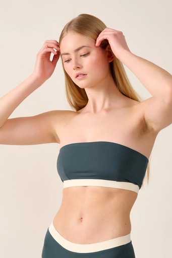 Bandeautop with white black-grey